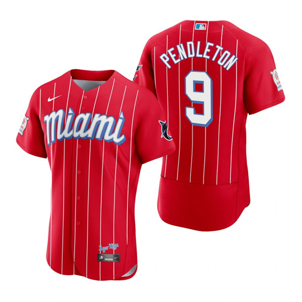 Men's Miami Marlins Retired Player #9 Terry Pendleton Nike Red 2021 MLB City Connect Jersey