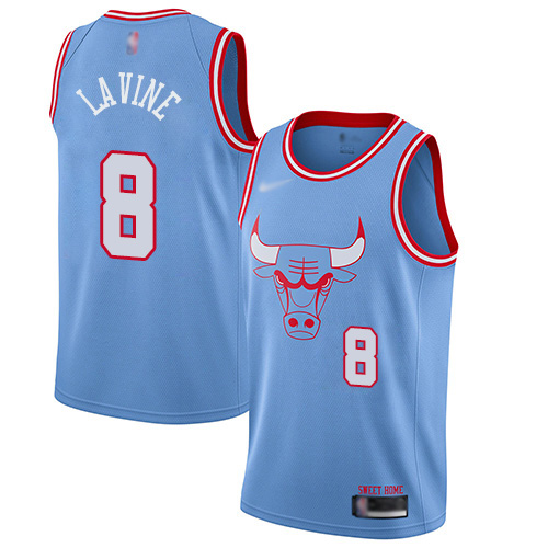 Men's Nike Chicago Bulls #8 Zach LaVine Blue NBA Swingman City Edition 2019 20 Jersey