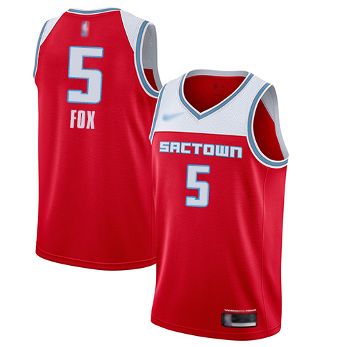 Men's Nike Sacramento Kings #5 De'Aaron Fox Red NBA Swingman City Edition 2019 20 Jersey