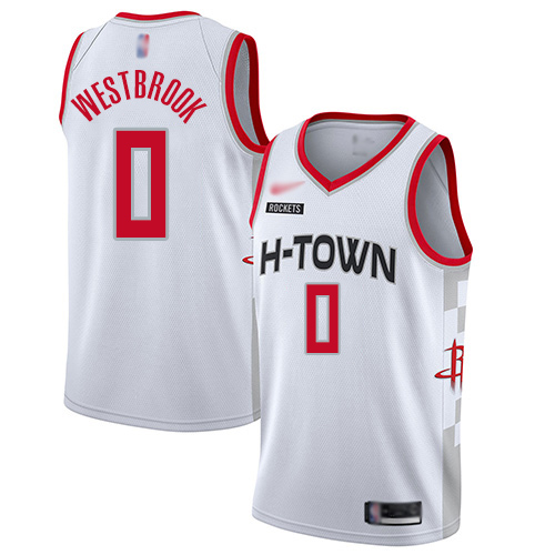 Men's Nike Houston Rockets #0 Russell Westbrook White Basketball Swingman City Edition 2019-20 Jersey