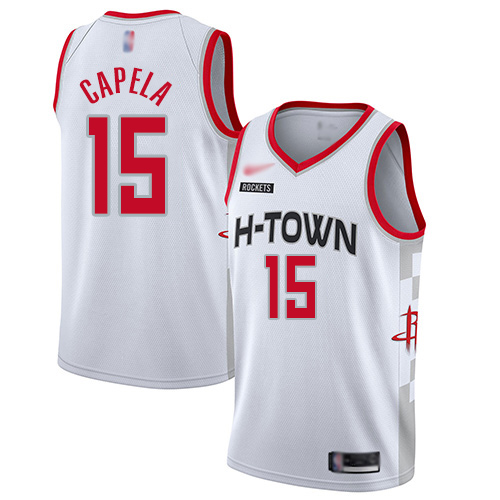 Men's Nike Houston Rockets #15 Clint Capela White Basketball Swingman City Edition 2019-20 Jersey
