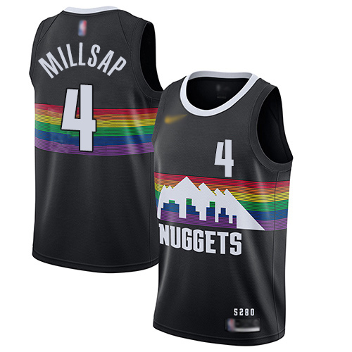 Men's Nike Denver Nuggets #4 Paul Millsap Black Basketball Swingman City Edition 2019 20 Jersey