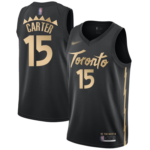 Men's Nike Toronto Raptors #15 Vince Carter Black Basketball Swingman City Edition 2019 20 Jersey