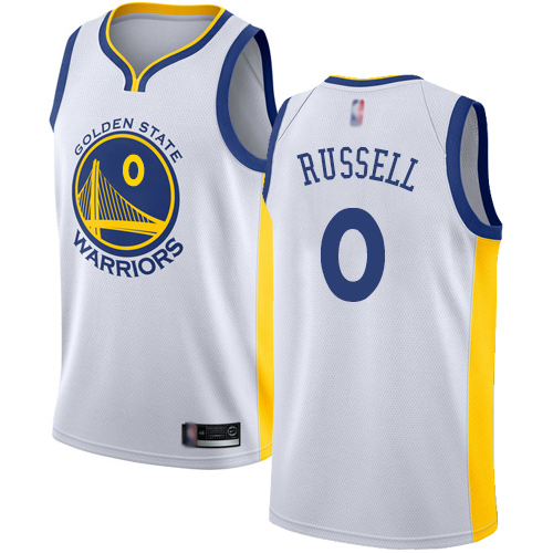 Youth Nike Golden State Warriors #0 D'Angelo Russell White Basketball Swingman Association Edition Jersey