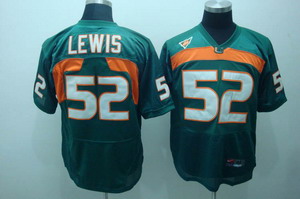 Miami Hurricanes 52 lewis green ACC patch NCAA Jerseys