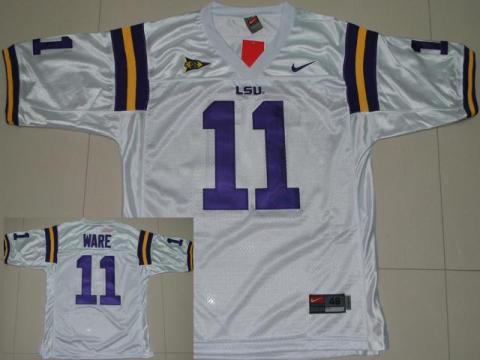 LSU Tigers 11 Spencer Ware White College Football Jersey