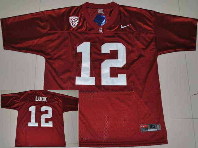Stanford Cardinal 12 Andrew Luck Red College Football Jersey Pac-12 Patch