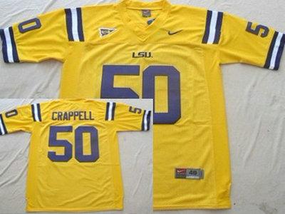 LSU Tigers 50 Joey Crappell Yellow College Football Jersey