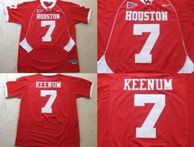 Houston Cougars 7 Case Keenum Red NCAA Football Jersey