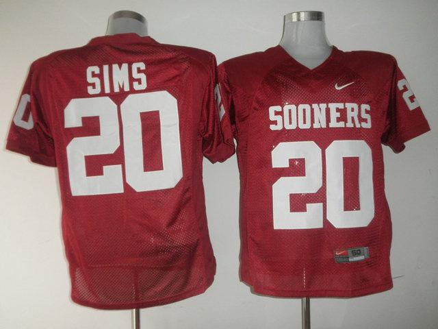 Oklahoma Sooners 20 Billy Sims Red NCAA Jersey