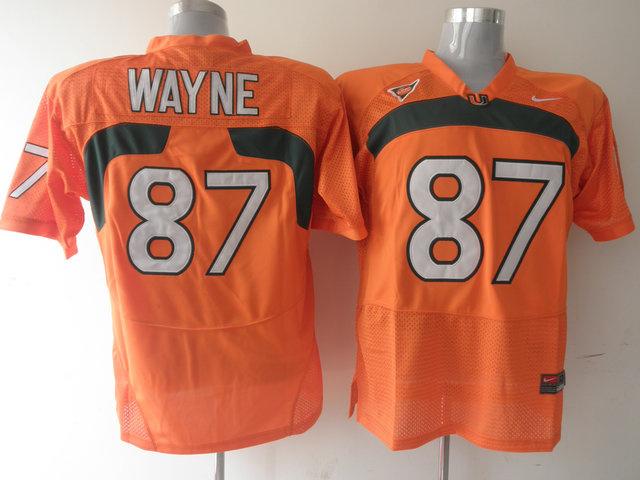 Miami Hurricanes 87 Wayne Orange NCAA jersey