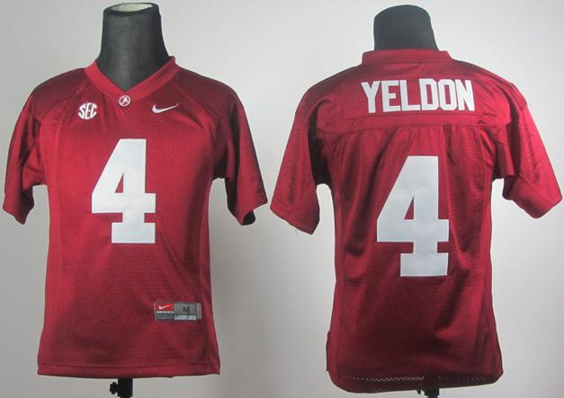 Kids Alabama Crimson Tide 4 T.J Yeldon Red 2012 SEC Patch College Football NCAA Jerseys