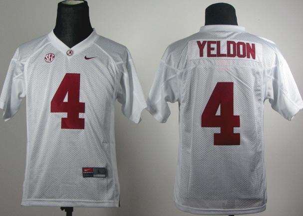 Kids Alabama Crimson Tide 4 T.J Yeldon White 2012 SEC Patch College Football NCAA Jerseys