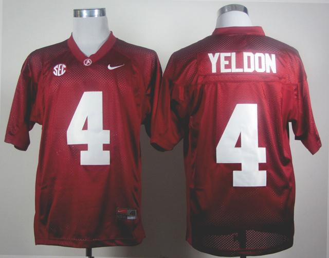 Alabama Crimson Tide 4 T.J Yeldon Red 2012 SEC Patch College Football NCAA Jersey