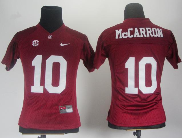 Women Alabama Crimson Tide 10 AJ McCarron 2012 SEC Patch Red College Football NCAA Jersey