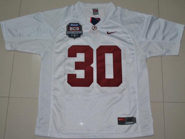 Alabama Crimson Tide 30 Dont'a Hightower White 2012 BCS Patch College Football Jersey