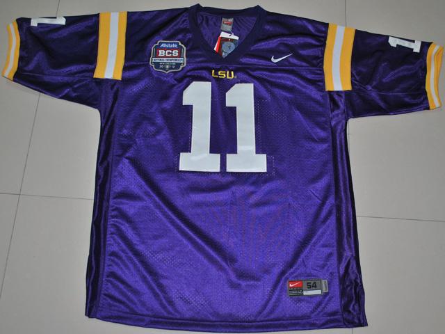 LSU Tigers 11 Spencer Ware Purple 2012 BCS Patch College Football Jersey