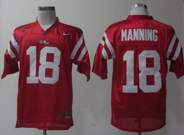 Ole Miss Rebels 18 Achie Manning Red College Football NCAA Jerseys
