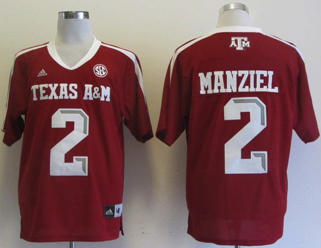 Texas A&ampM Aggies 2 Johnny Manziel Red College Football NCAA Jersey