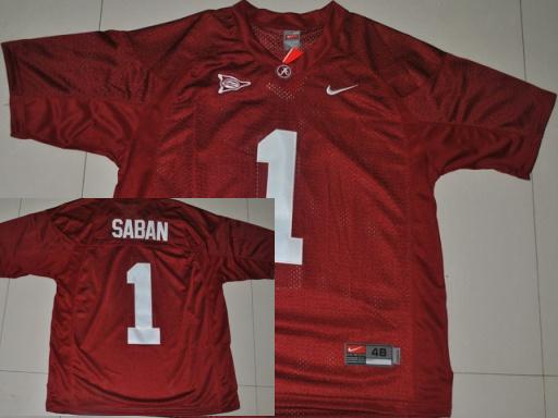 Alabama Crimson Tide 1 Nick Saban Red NCAA Jersey