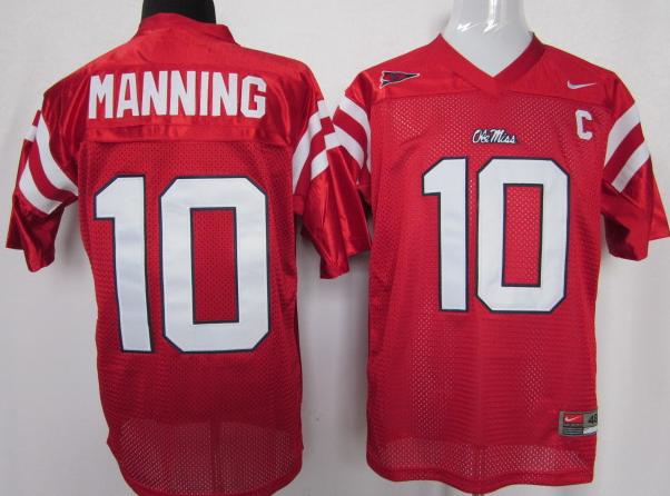Ole Miss Rebels #10 Eli Manning Red NCAA Jerseys
