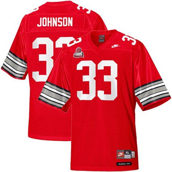 Ohio State Buckeyes 33# Pete Johnson Legends of the Scarlet & Gray Throwback NCAA Jerseys