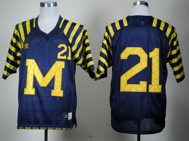 Michigan Wolverines 21# Desmond Howard Navy Blue Under The Lights College Football Jersey