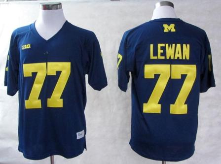 Michigan Wolverines 77 Taylor Lewan Blue Big Ten Patch College Football NCAA Jerseys