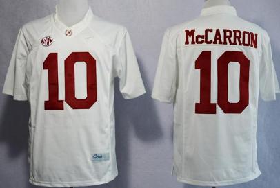 Alabama Crimson Tide 10 A.J McCarron White College Football Limited NCAA Jerseys