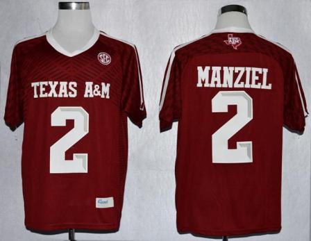 Texas A&M Aggies 2 Johnny Manziel Red College Football Authentic Techfit NCAA Jerseys