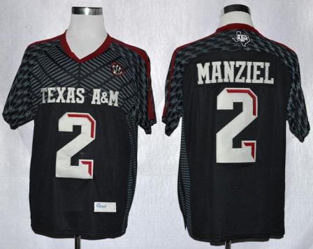 Texas A&M Aggies 2 Johnny Manziel Black College Football Authentic Techfit NCAA Jerseys