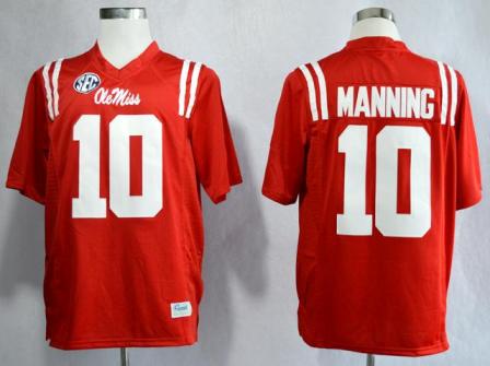 Ole Miss Rebels 10 Eli Manning Red College Football NCAA Jerseys