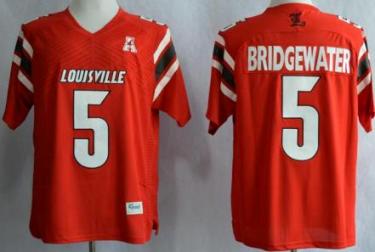 Louisville Cardinals 5 Teddy Bridgewater Red AAC Patch NCAA Football Authentic Techfit Jerseys