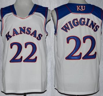 Kansas Jayhawks 22 Andrew Wiggin White NCAA Basketball Authentic Jersey