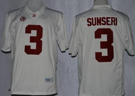Alabama Crimson Tide 3 Vinnie Sunseri White Limited College Football NCAA Jerseys