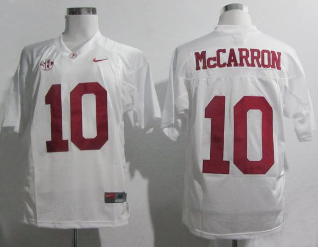Alabama Crimson Tide 10 AJ McCarron 2012 SEC Patch White College Football NCAA Jersey