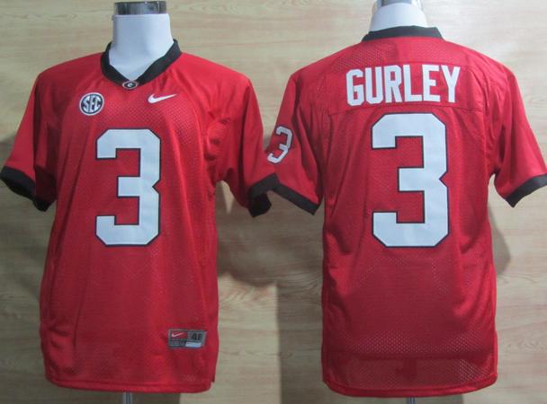 Georgia Bulldogs 3 Todd Gurley Red 2012 SEC Patch College Football NCAA Jersey