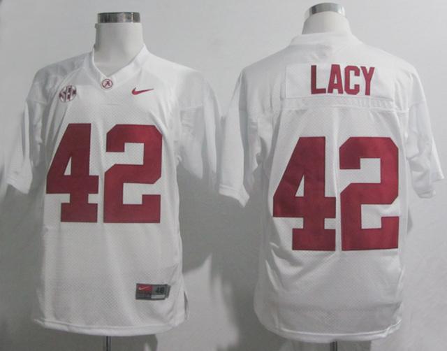 Alabama Crimson Tide 42 Eddie Lacy White 2012 SEC Patch College Football NCAA Jersey