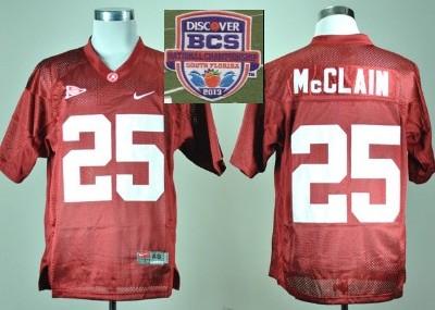2013 BCS National Championship Alabama Crimson 25 McClain Red NCAA Football Jersey