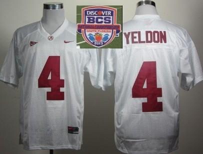 2013 BCS National Championship Alabama Crimson #4 Yeldon White NCAA Football Jersey