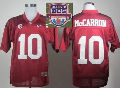 2013 BCS National Championship Alabama Crimson 10 McCarron Red NCAA Football Jersey