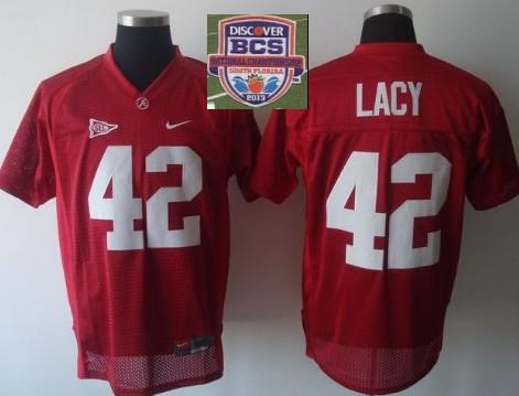 2013 BCS National Championship Alabama Crimson 42 Lacy Red NCAA Football Jersey