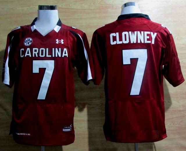 Under Armour South Carolina 7 Javedeon Clowney Red New SEC Patch College Football NCAA Jerseys
