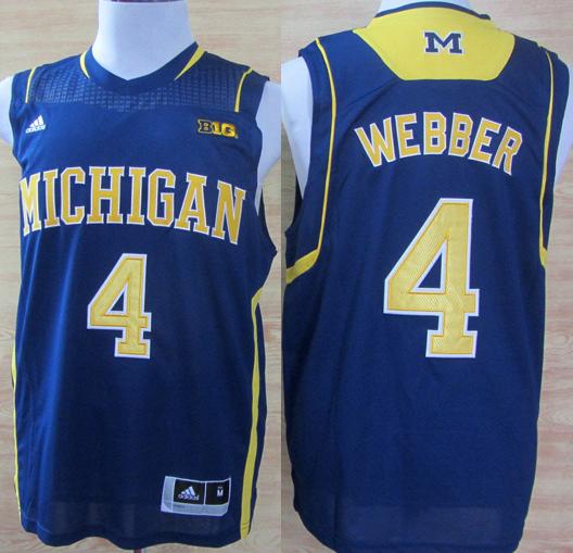 Michigan Wolverines 4 Chirs Webber Blue NCAA Basketball Jerseys