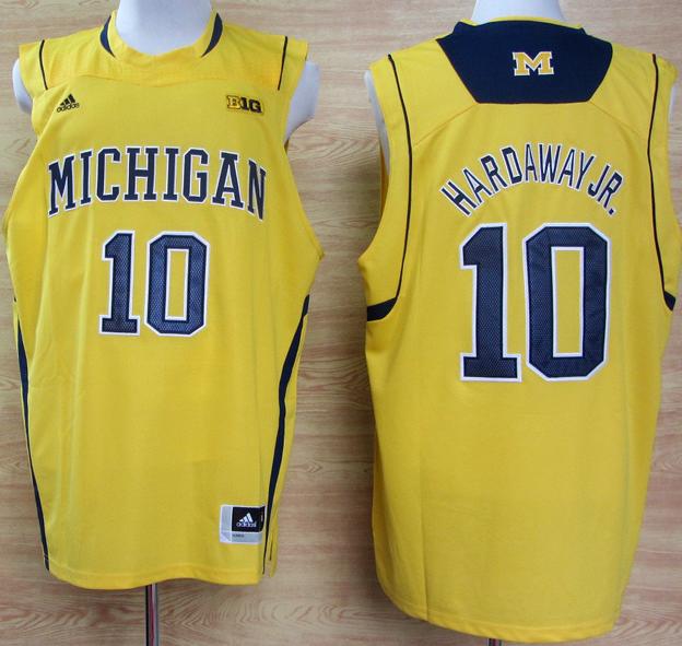 Michigan Wolverines 10 Tim Hardaway Big 10 Patch Yellow NCAA Basketball Jerseys