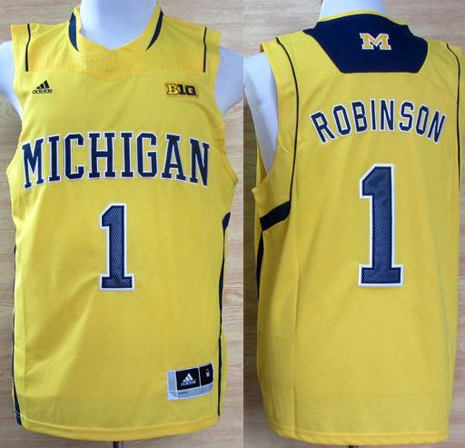Michigan Wolverines 1 Glenn Robinson III Big 10 Patch Yellow NCAA Basketball Jerseys