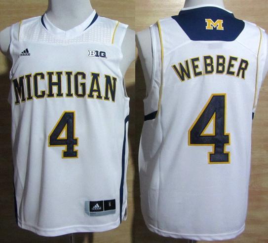 Michigan Wolverines 4 Chirs Webber Big 10 Patch White NCAA Basketball Jerseys