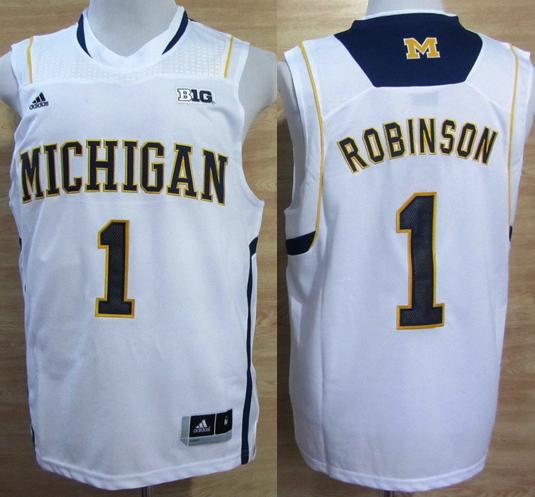 Michigan Wolverines 1 Glenn Robinson III Big 10 Patch White NCAA Basketball Jerseys