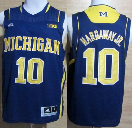 Michigan Wolverines 10 Tim Hardaway Big 10 Patch Blue College NCAA Basketball Jerseys