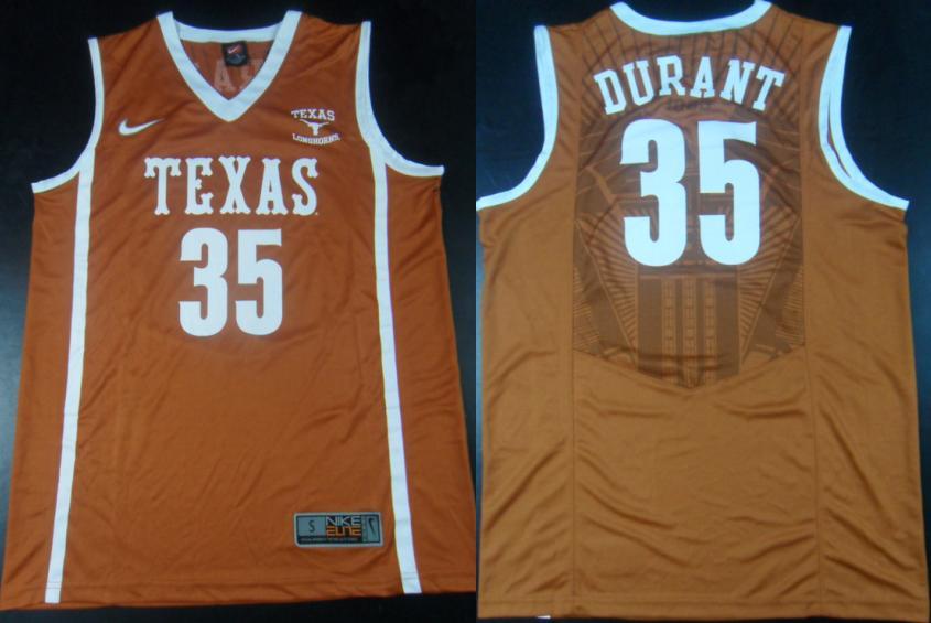 Texas Longhorns 35 Kevin Durant Orange College NCAA Basketball Jersey
